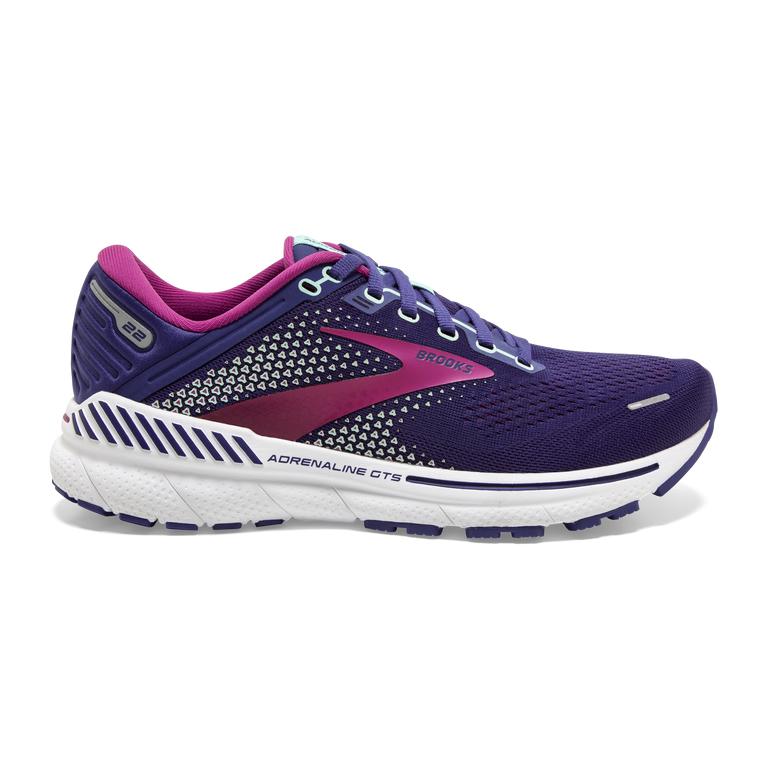 Brooks Adrenaline GTS 22 Supportive Walking Shoes - Women's - Navy/Yucca/Pink (07458-XRHK)